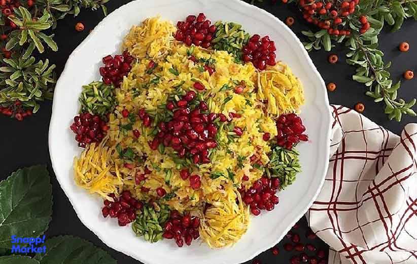 انار پلو شیرازی با مرغ